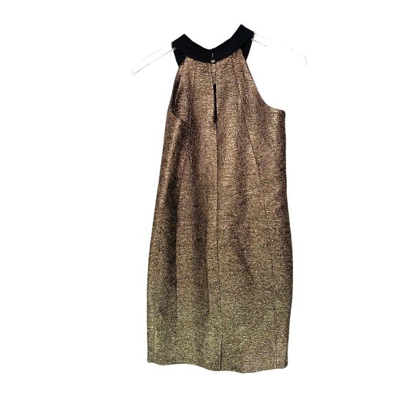 LK Bennett DR Thelda Gold Metallic Jacquard Shift Dress Size 2 - Picture 7 of 9